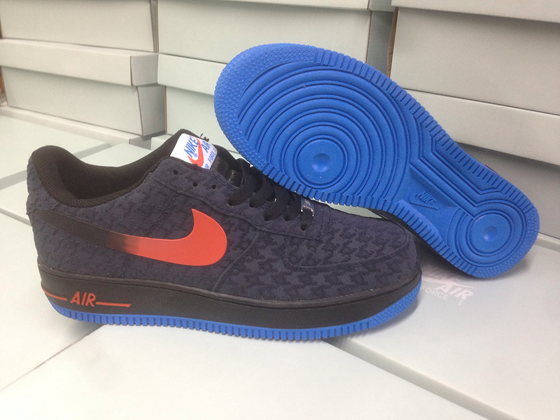 Nike Air Force 1 Low Grey Blue Sole Red Swoosh Sneaker